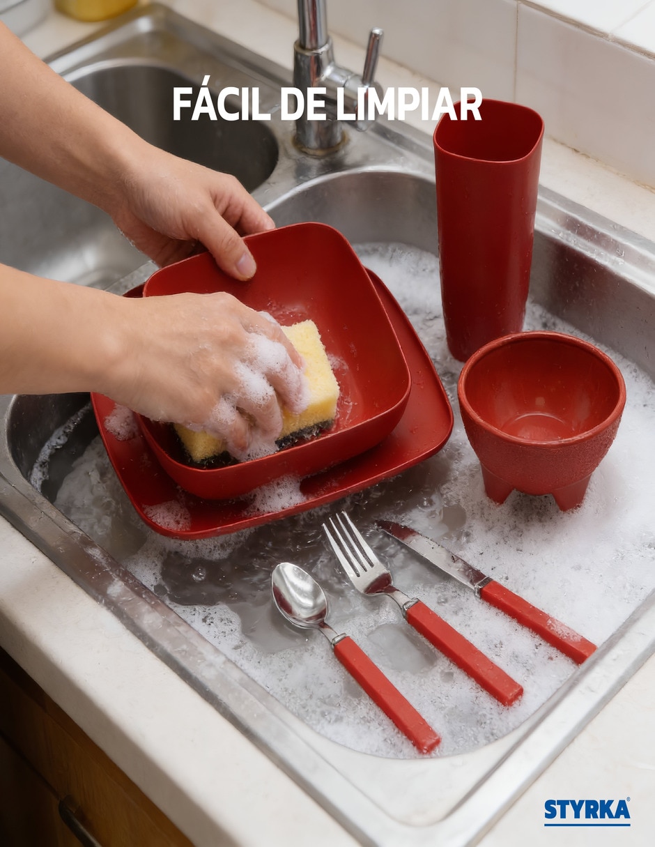 Vajilla styrka de plástico para 4 personas