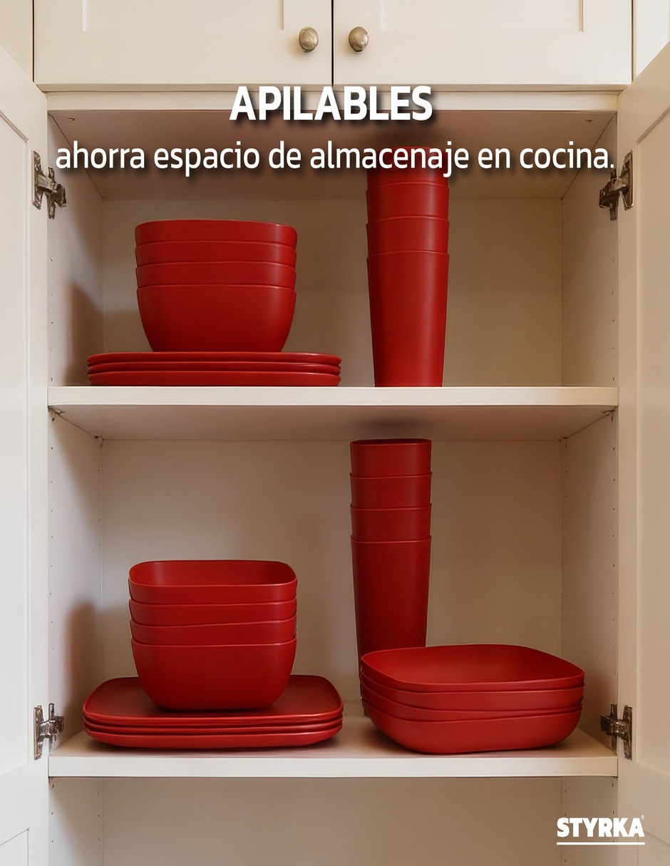 Vajilla styrka de plástico para 4 personas